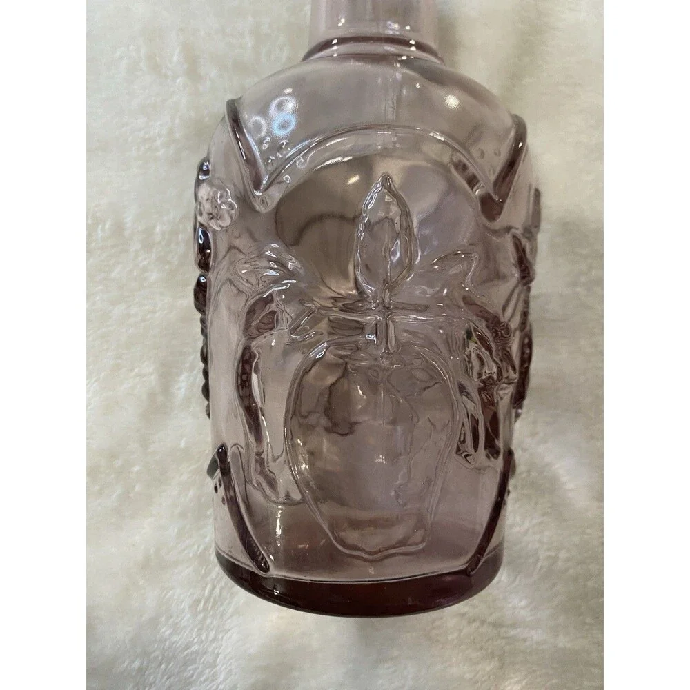 vintage 1980s Libbey of Canada embossed fruit glass decanter Purple Victorian 3D